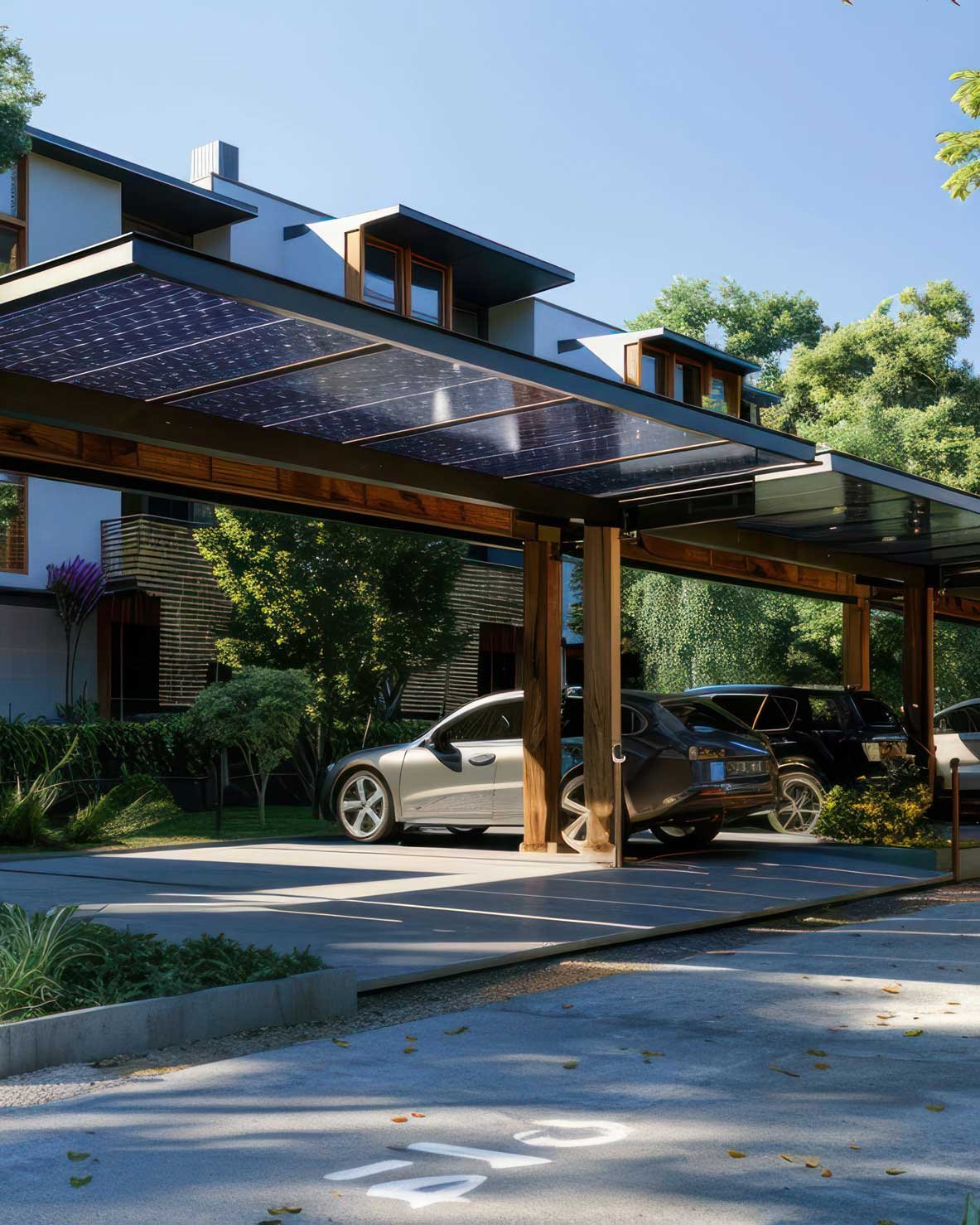 Solar-Carport bei Mehrfamilienhaus